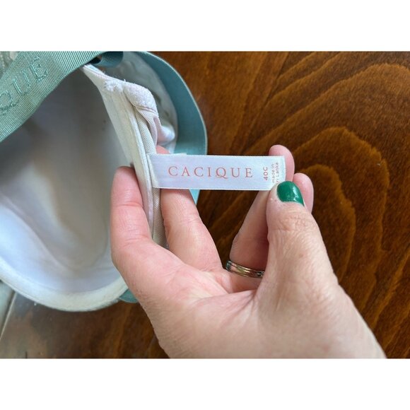 Cacique Lane Bryant 40C Green Paisley Lightly Lined Underwire Bra Plus T-Shirt - Picture 7 of 8